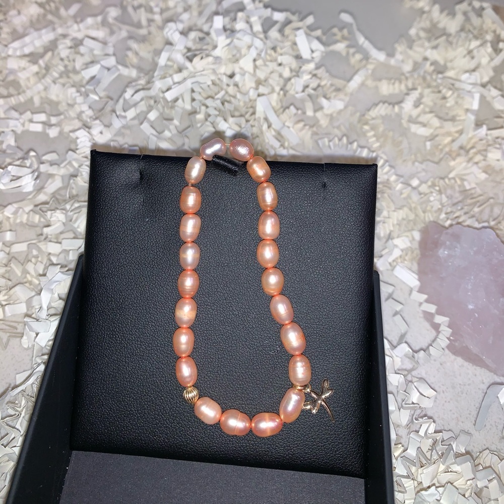 Handmade 18k gold plated water pearl bracelet